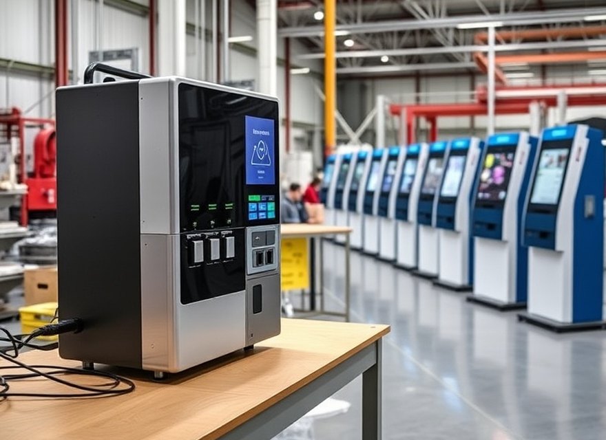 Dispenser module of a self-service terminal on a test bench